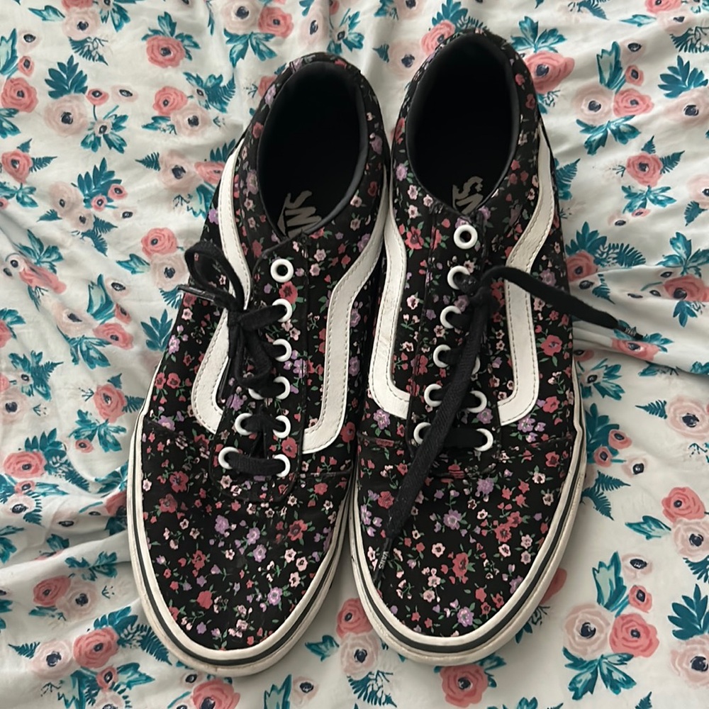 Fairly worn flowered Vans